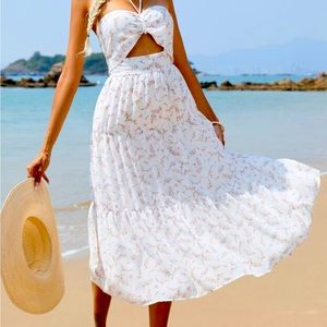White floral vacation dress